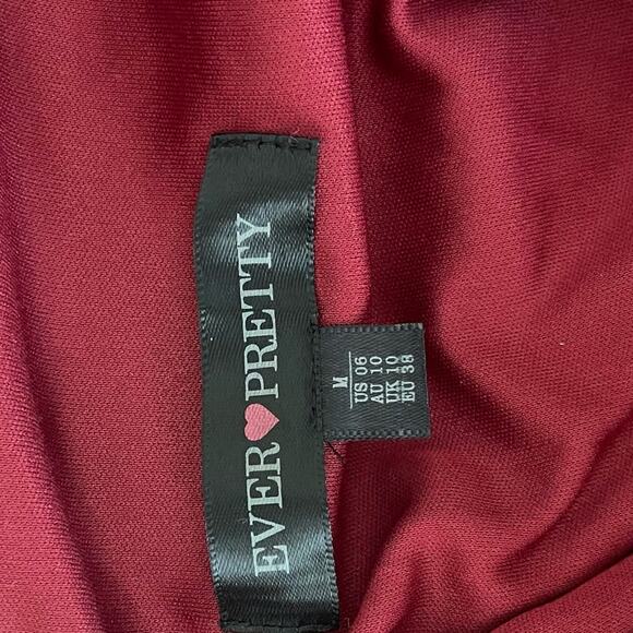 Ever Pretty V Neck Velvet Maxi Dress Flutter Sleeves Burgundy Bridesmaid Size M - Picture 13 of 14